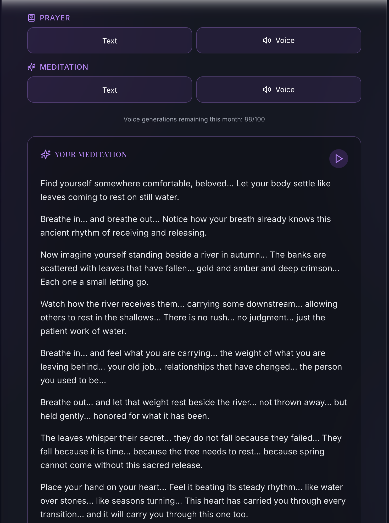 Voice meditation player